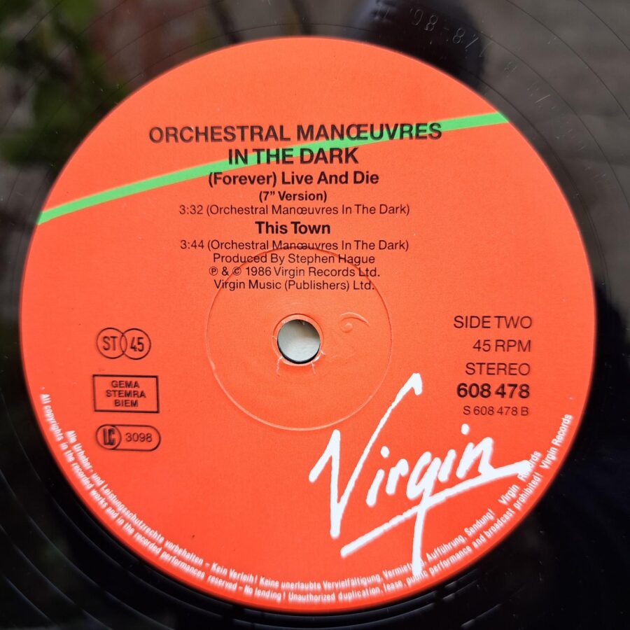 Orchestral Manœuvres In The Dark – (Forever) Live And Die (Extended Remix) Disc VINIL MAXI VG+ (box8)
