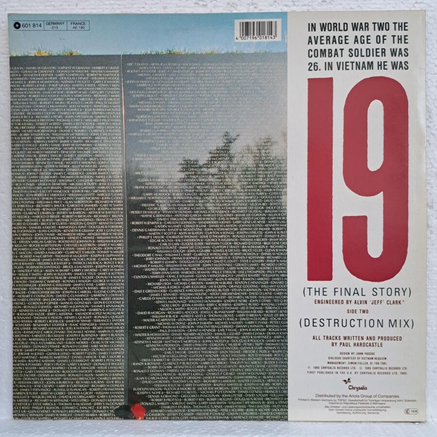 Paul Hardcastle – 19 (The Final Story) Disc VINIL MAXI VG VG+