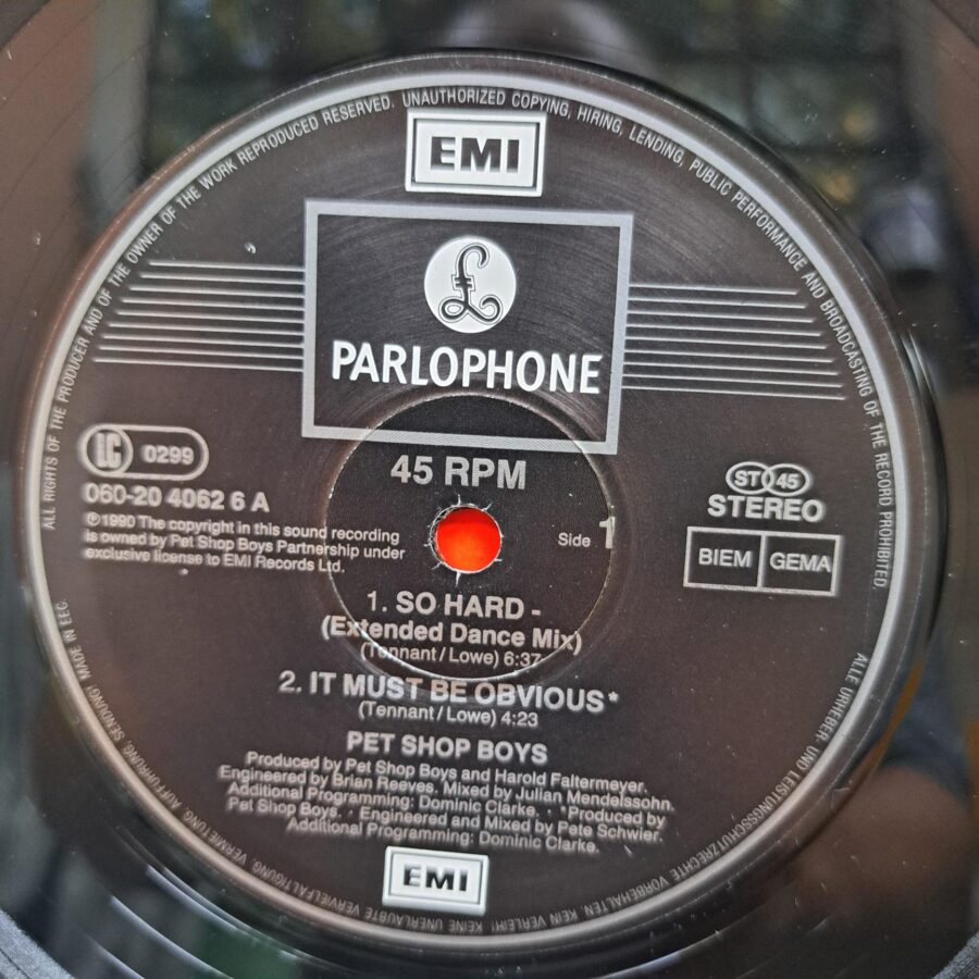 Pet Shop Boys – So Hard (2) Pet Shop Boys – So Hard – Disc Vinil MAXI VG VG+ (lotB)
