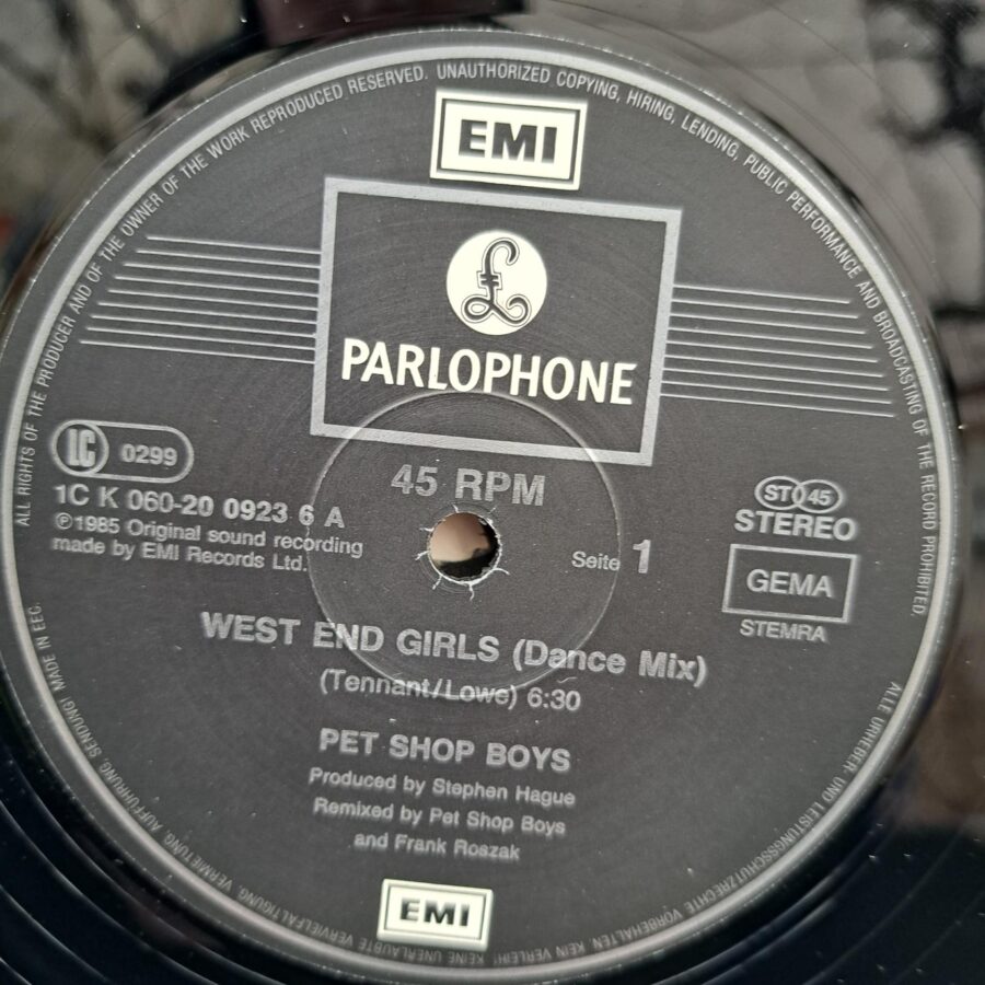 Pet Shop Boys – West End Girls (Dance Mix) (2) Pet Shop Boys – West End Girls (Dance Mix) Disc VINIL maxi VG+