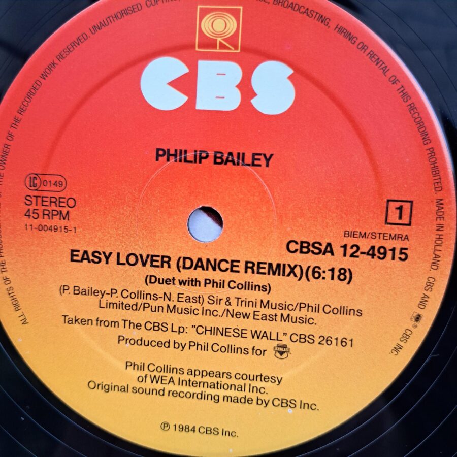 Philip Bailey Duet With Phil Collins / Philip Bailey – Easy Lover (Extended Dance Remix) b/w Woman Disc VINIL MAXI VG+