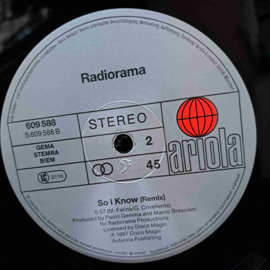 Radiorama – Fire (1) Radiorama – Fire – Disc Vinil MAXI 45 RPM VG (lotB)