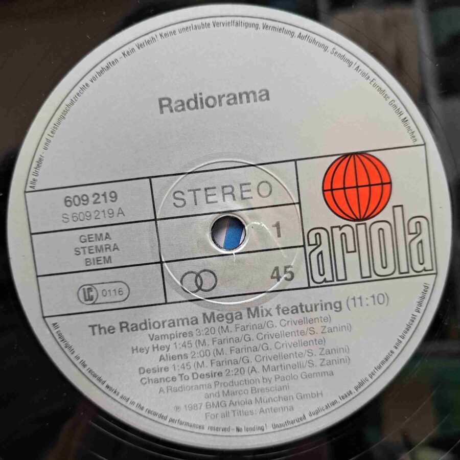 Radiorama – The Radiorama Mega Mix - Disc Vinil MAXI 45 RPM VG+ (lotA)