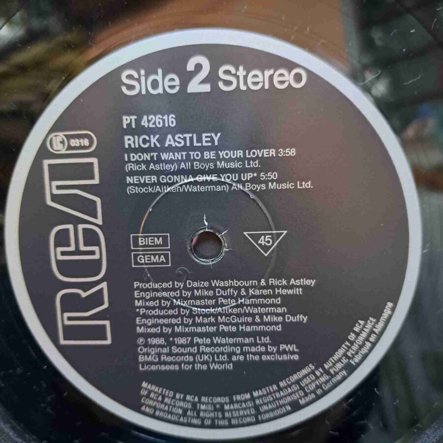 Rick Astley – Hold Me In Your Arms (2) Rick Astley – Hold Me In Your Arms – Disc Vinil MAXI 45 RPM VG+ (lotI)