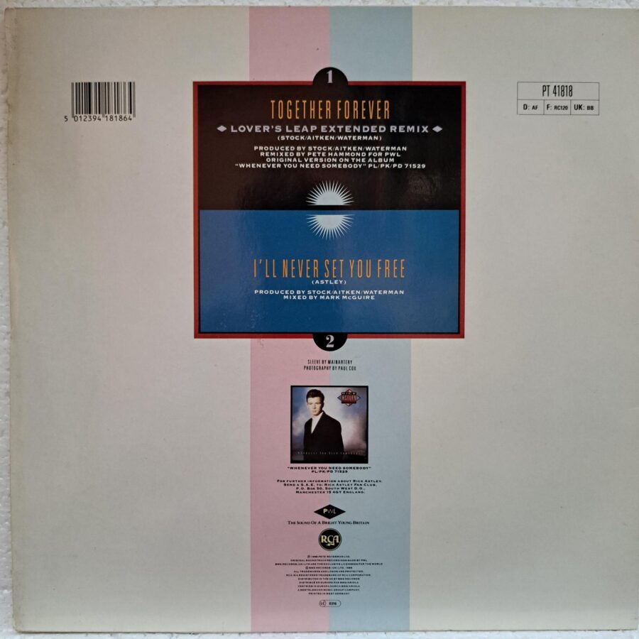 Rick Astley – Together Forever (3) Rick Astley – Together Forever – Disc Vinil MAXI 45 RPM VG+(lotE)