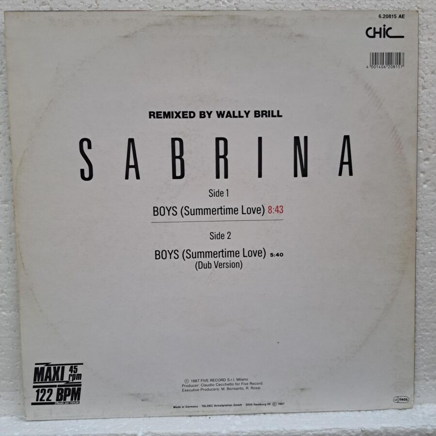Sabrina – Boys (Summertime Love) – Disc Vinil MAXI VG+ (lotB)
