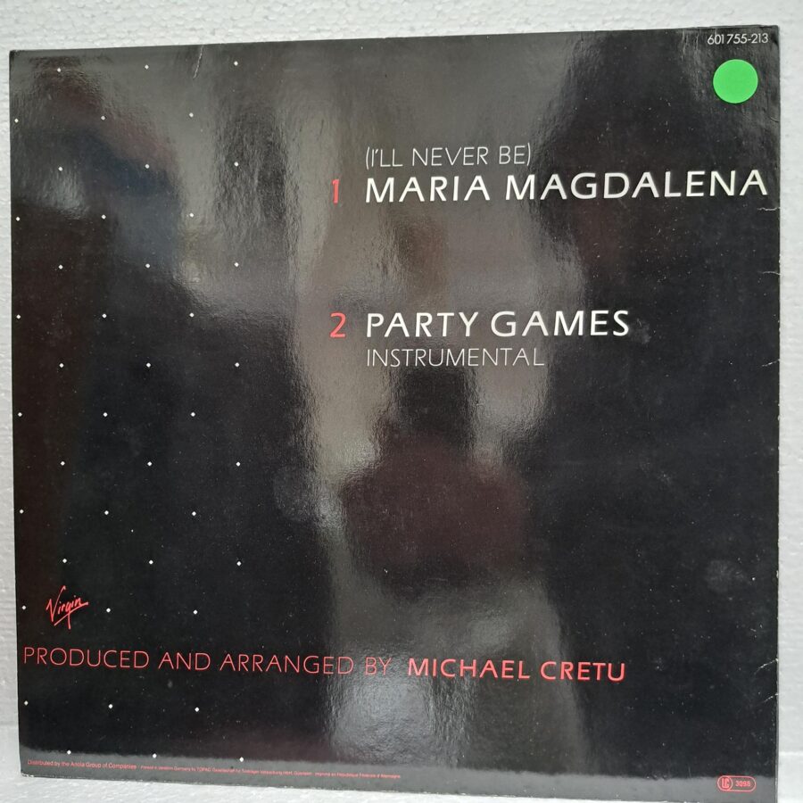 Sandra – (I'll Never Be) Maria Magdalena (2) Sandra – (I'll Never Be) Maria Magdalena Disc VINIL maxi VG VG+