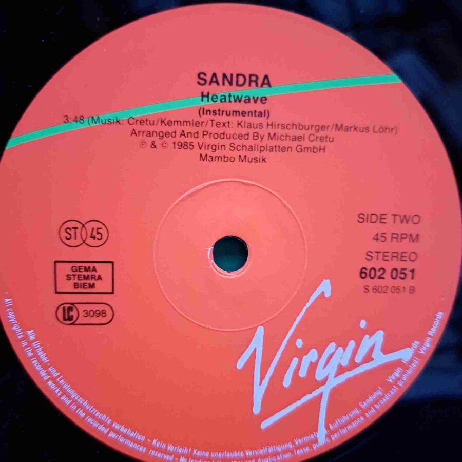 Sandra – In The Heat Of The Night DISC VINIL MAXI VG VG+ (boxB) Sandra – In The Heat Of The Night DISC VINIL MAXI VG VG+ (boxB)