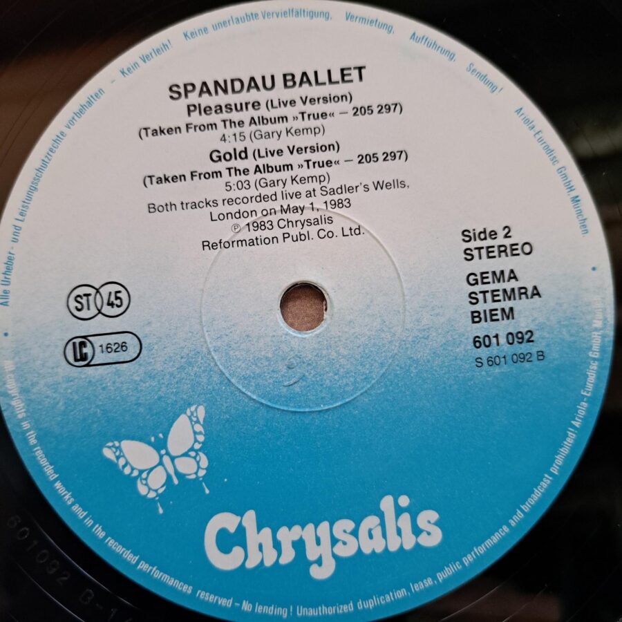 Spandau Ballet – Pleasure (1) Spandau Ballet – Pleasure – Disc Vinil MAXI 45 RPM VG+ (lotE)