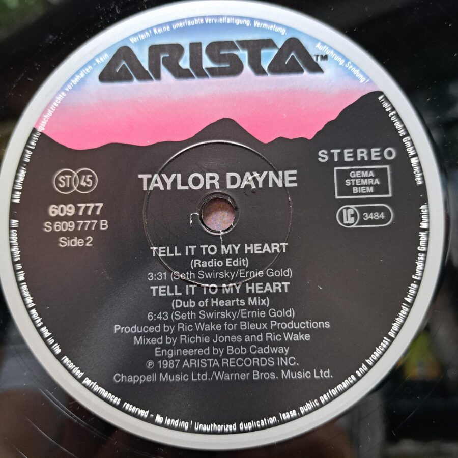 Taylor Dayne – Tell It To My Heart (House Of Hearts-Remix) (1) Taylor Dayne – Tell It To My Heart (House Of Hearts-Remix) - Disc Vinil MAXI VG+ (lotE)