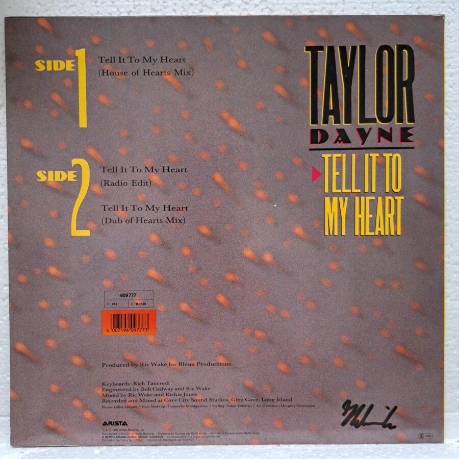 Taylor Dayne – Tell It To My Heart (House Of Hearts-Remix) (3) Taylor Dayne – Tell It To My Heart (House Of Hearts-Remix) - Disc Vinil MAXI VG+ (lotE)