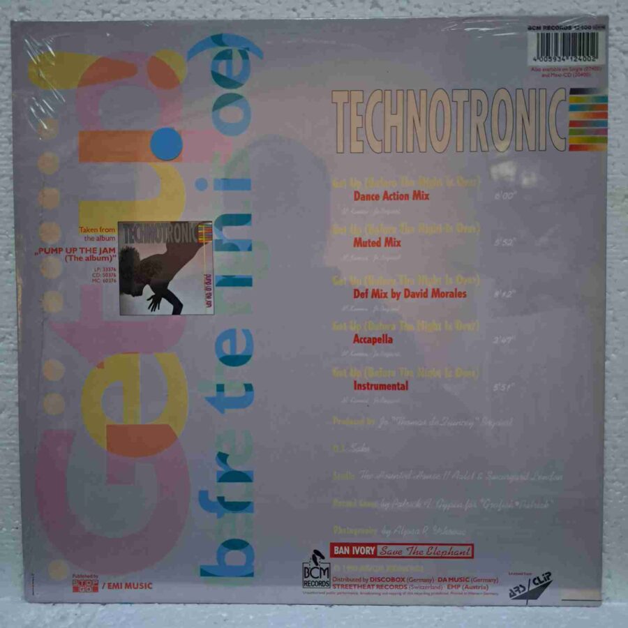 Technotronic – Get Up Technotronic – Get Up! (Before The Night Is Over) DISC VINIL MAXI VG VG+ (boxG) resigilat
