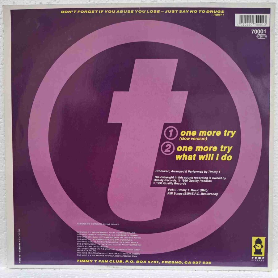 Timmy T – One More Try Disc VINIL MAXI VG+ (BOX5) (2) Timmy T – One More Try Disc VINIL MAXI VG+ (BOX5)