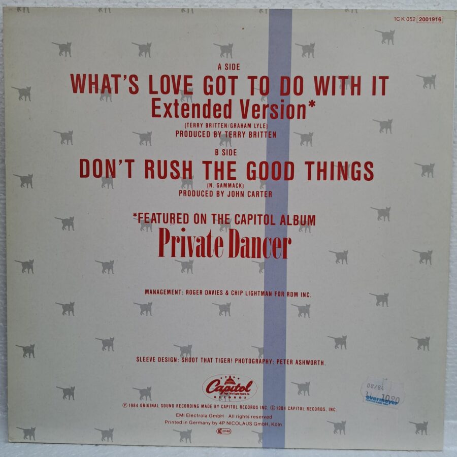 Tina Turner – What's Love Got To Do With It (Extended Version) (2) Tina Turner – What's Love Got To Do With It (Extended Version) Disc VINIL maxi VG+