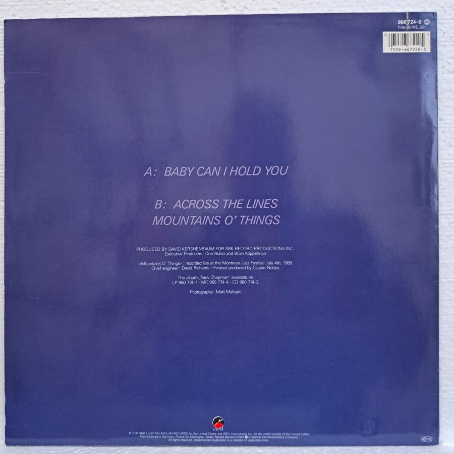 Tracy Chapman – Baby Can I Hold You Disc VINIL MAXI VG