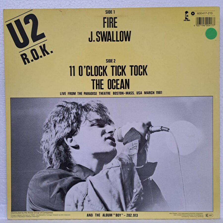U2 – R.O.K. Disc VINIL maxi VG VG+