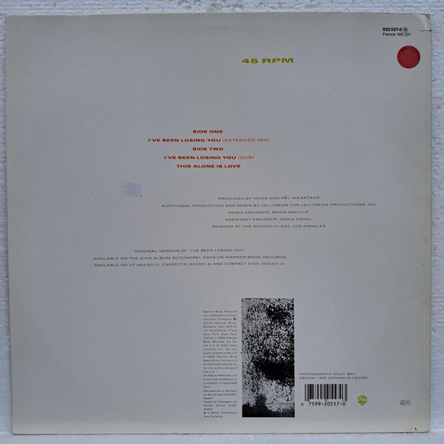 a-ha – I've Been Losing You Disc VINIL maxi VG+