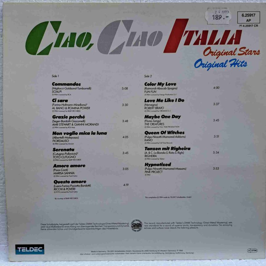 Ciao Ciao Italia  - Disc Vinil LP VG  Al Bano & Romina Power, Ricchi & Poveri , Fun Fun, Righeira