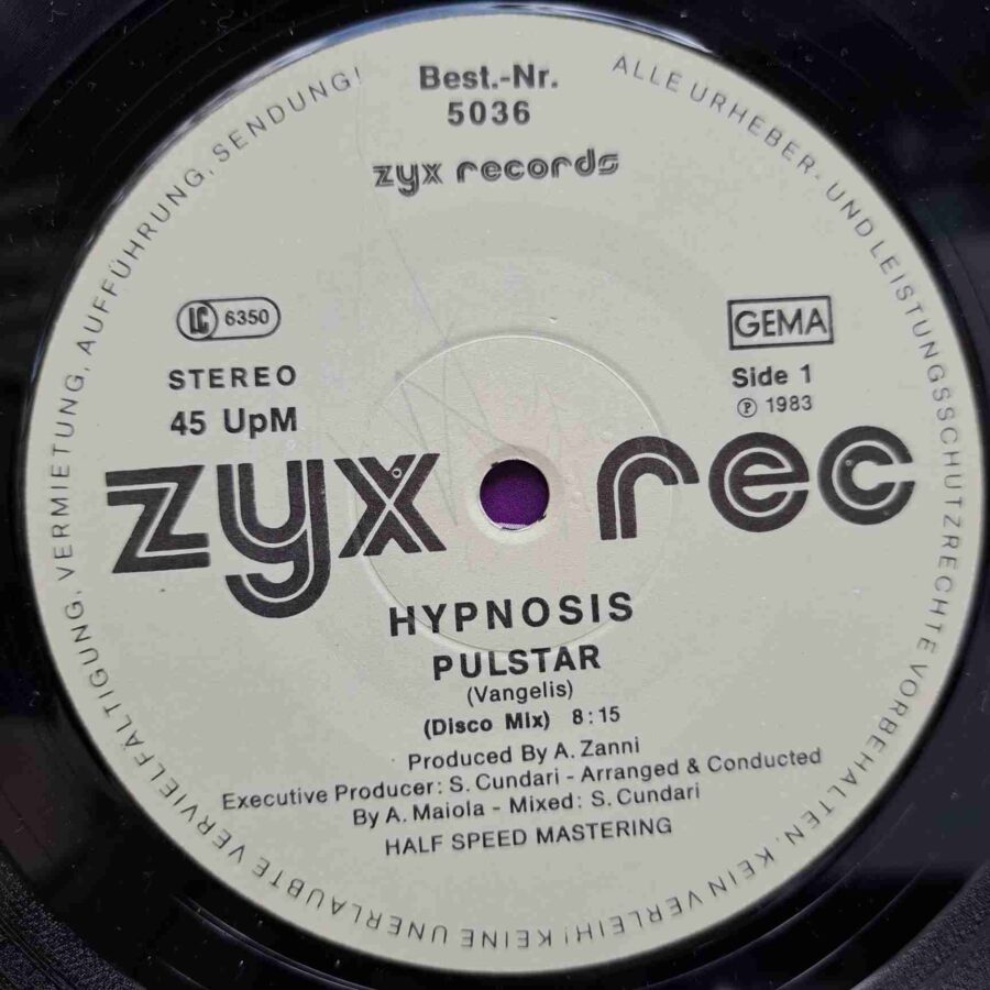 Hypnosis – Pulstar End Title (Blade Runner) - Disc Vinil MAXI Single 45 RPM VG+ SKU2 (1) Hypnosis – Pulstar / End Title (Blade Runner) - Disc Vinil MAXI Single 45 RPM VG+