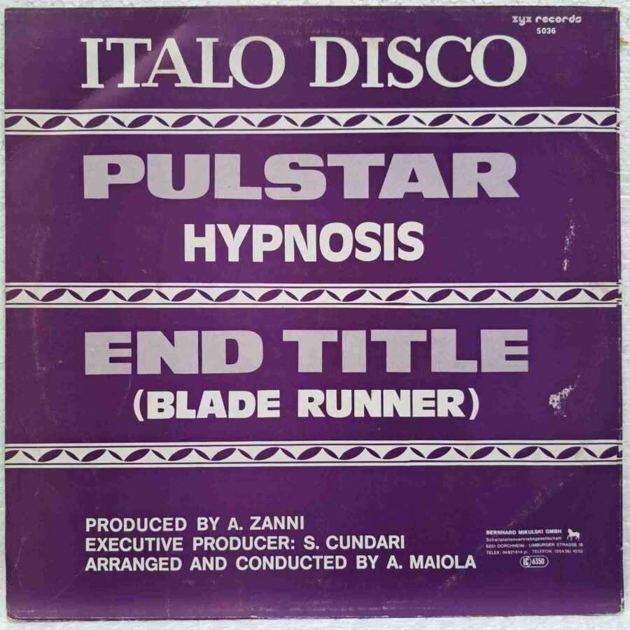 Hypnosis – Pulstar End Title (Blade Runner) - Disc Vinil MAXI Single 45 RPM VG+ SKU2 (3) Hypnosis – Pulstar / End Title (Blade Runner) - Disc Vinil MAXI Single 45 RPM VG+