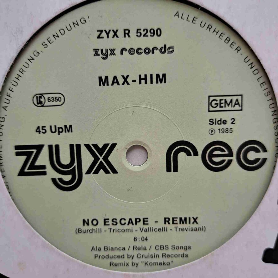 Max-Him – Lady Fantasy (Remix)  No Escape (Remix) - Disc Vinil MAXI Single VG+