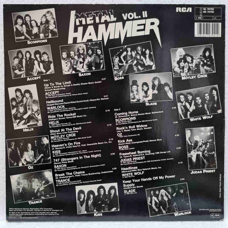 Metal Hammer Vol. II SKU5 (3) Metal Hammer Vol. II - Scorpions, Accept, Judas Priest, Kiss, Warlock – Disc Vinil LP VG VG+