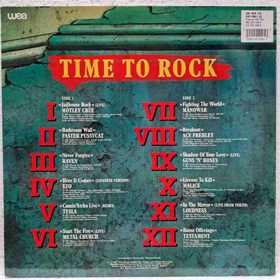 Time To Rock   - Disc Vinil LP  EX Mötley Crüe Ezo Guns N' Rose Testament Manowar