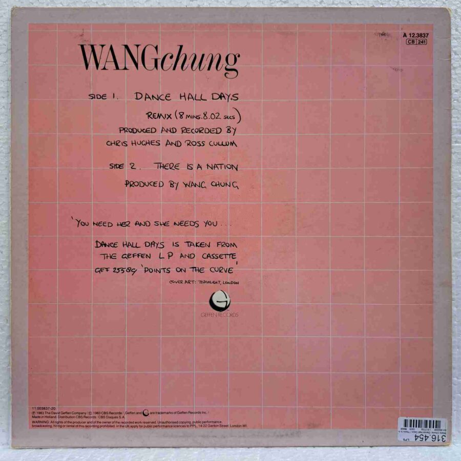 Wang Chung – Dance Hall Days (Remix) - Disc Vinil Maxi-Single VG+ sku6 (2) Wang Chung – Dance Hall Days (Remix) - Disc Vinil Maxi-Single VG+