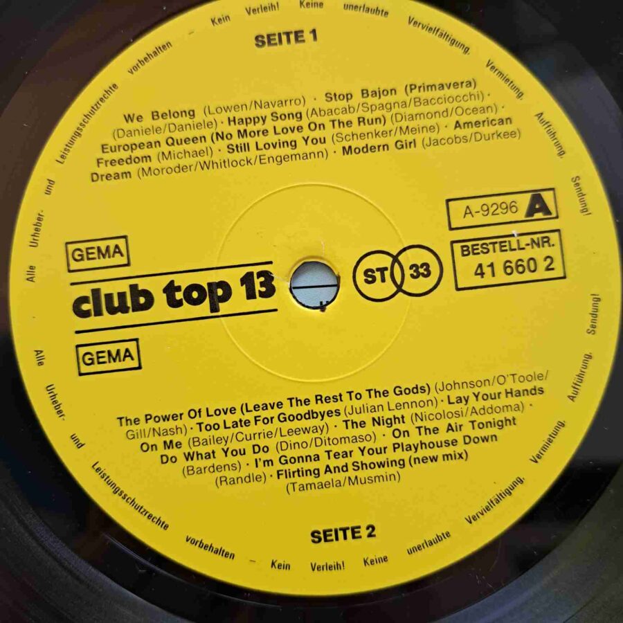 16 Top Hits - Januar/Februar 1985 - Wham!, Billy Ocean, Scorpions, Meat Loaf, Boney M. – Disc Vinil LP VG+