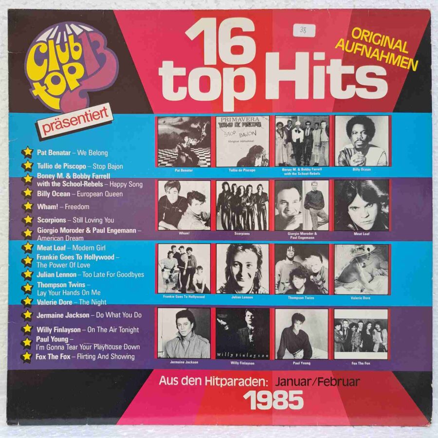 16 Top Hits - Januar/Februar 1985 - Wham!, Billy Ocean, Scorpions, Meat Loaf, Boney M. – Disc Vinil LP VG+