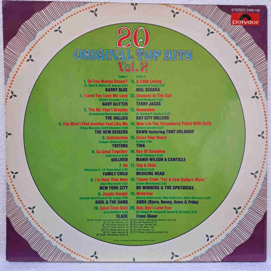 20 Original Top Hits Vol. 2 – Disc Vinil LP sku5 (2) 20 Original Top Hits Vol. 2 – Disc Vinil LP VG VG+
