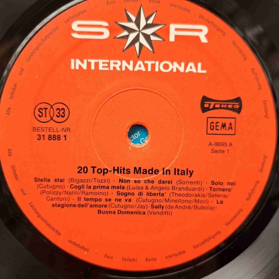 20 Top-Hits Made In Italy – Toto Cutugno, Pupo, Gianna Nannini, Ricchi & Poveri, Drupi - Disc Vinil LP VG