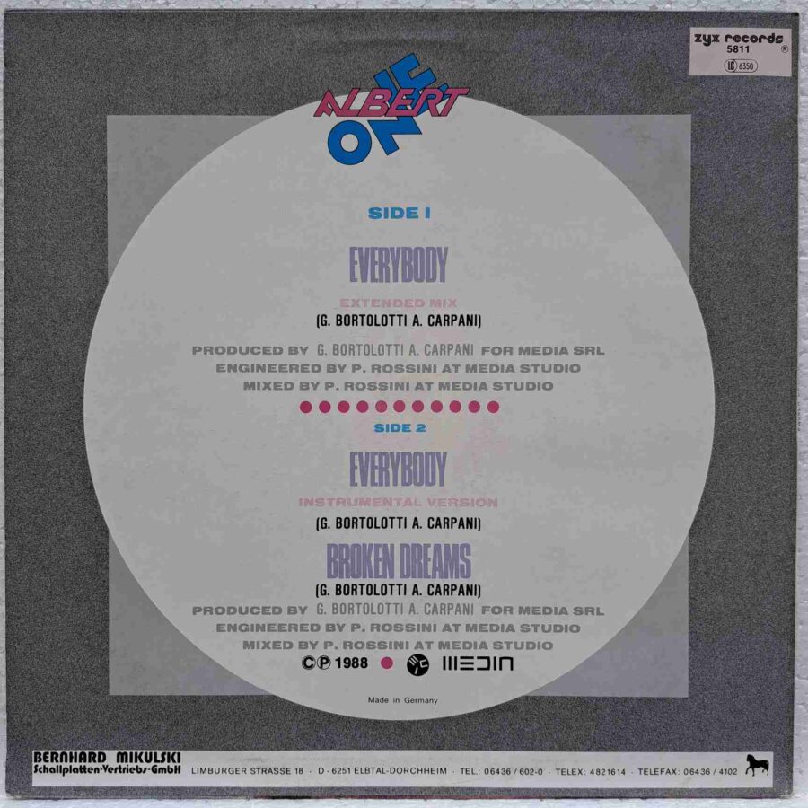 Albert One – Everybody - Disc Vinil Maxi Single sku 8 (2) Albert One – Everybody - Disc Vinil Maxi Single EX