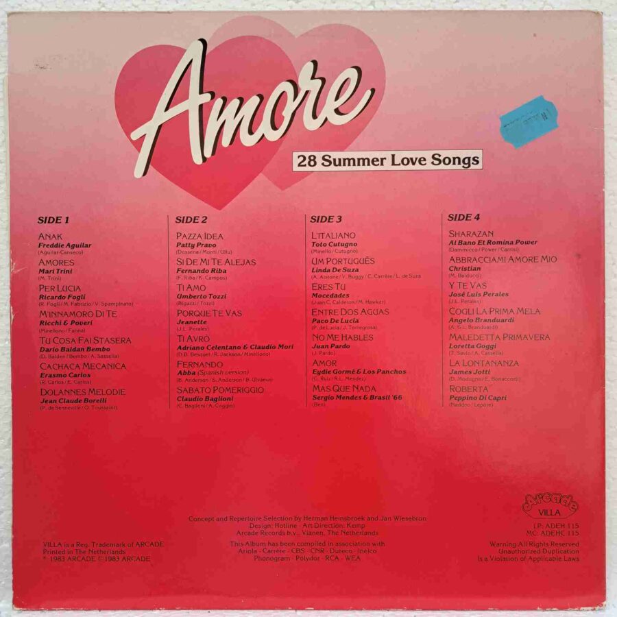 Amore - 28 Summer Love Songs SKU3 (3) Amore - 28 Summer Love Songs - Al Bano & Romina Power, Ricchi & Poveri, Adriano Celentano – Disc Vinil 2LP VG