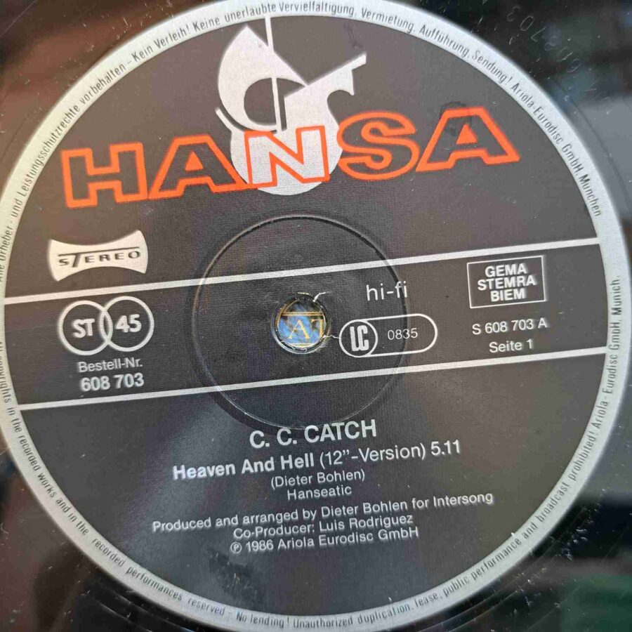 C.C. Catch – Heaven And Hell SKU11 (1) C.C. Catch – Heaven And Hell - Disc Vinil MAXI 45 RPM VG+