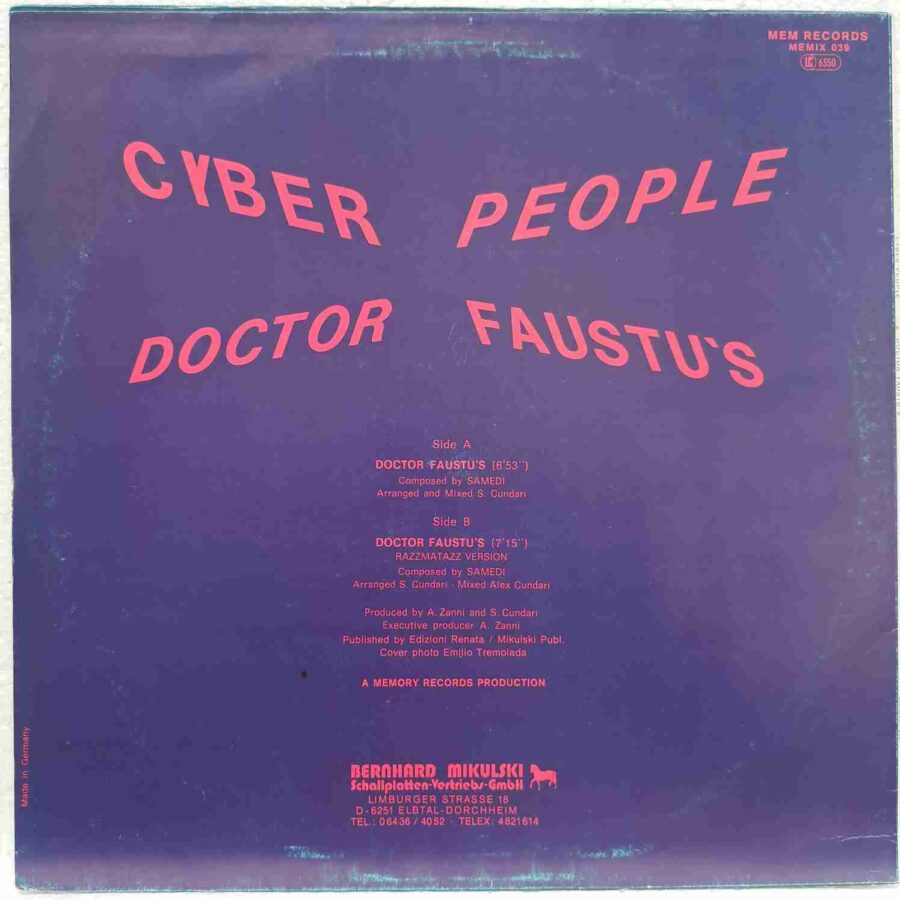 Cyber People – Doctor Faustu's - Disc Vinil Maxi Single sku8 (2) Cyber People – Doctor Faustu's - Disc Vinil Maxi Single EX