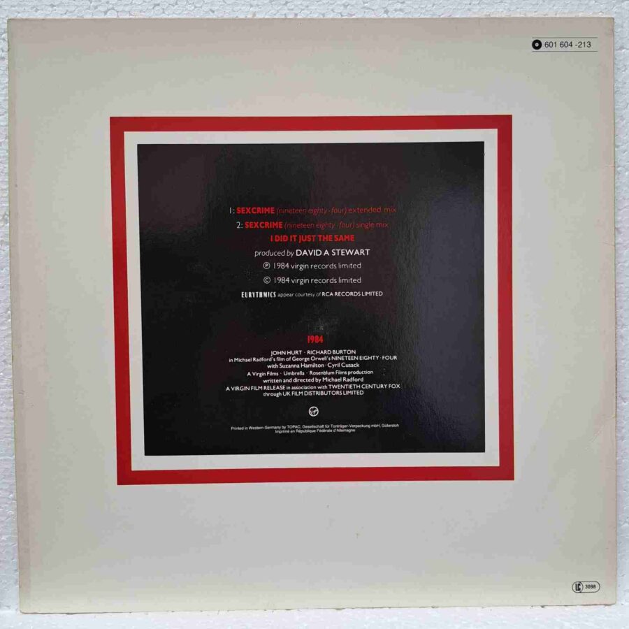 Eurythmics – Sexcrime (Nineteen Eighty · Four) – Disc Vinil MAXI 45 RPM VG VG+