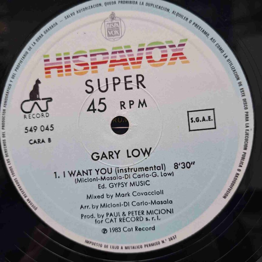 Gary Low – I Want You SKu3 (3) Gary Low – I Want You – Disc Vinil MAXI 45 RPM VG