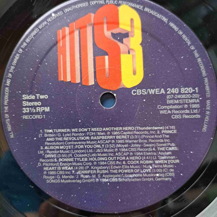 Hits 3 - Sade, Falco, Bruce Springsteen, Alison Moyet, Madonna, Sandra – Disc Vinil 2LP VG VG+