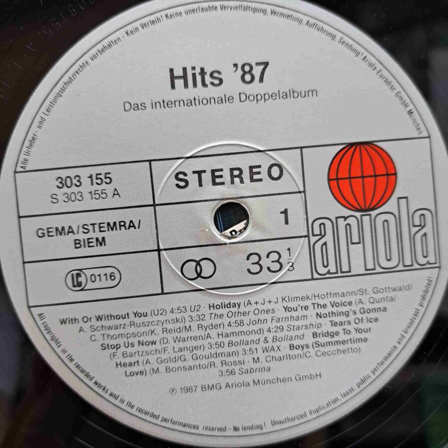 Hits '87 • Das Internationale Doppelalbum – Disc Vinil LP VG VG+ sku5 (2) Hits '87 • Das Internationale Doppelalbum – Disc Vinil LP VG VG+