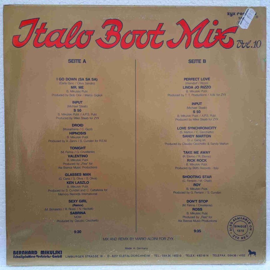 Italo Boot Mix Vol. 10  - Disc Vinil LP EX