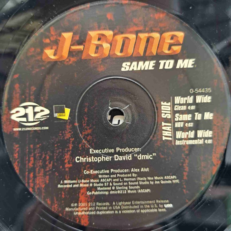J-Bone – Same To Me - Disc Vinil Maxi Single sku8 J-Bone – Same To Me - Disc Vinil Maxi Single EX