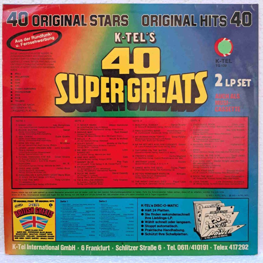 K-Tel's 40 Super Greats – Disc Vinil 2LP sku5 (2) K-Tel's 40 Super Greats – Disc Vinil 2LP VG VG+