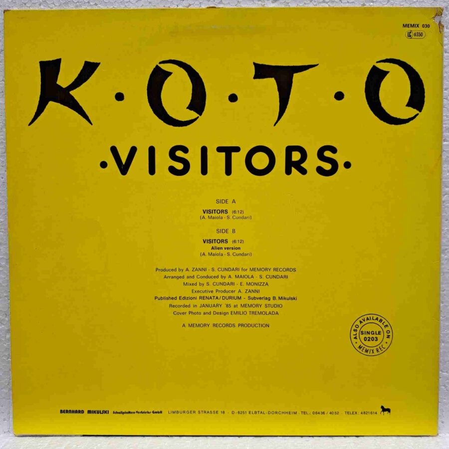 Koto ‎– Visitors  - Disc Vinil Maxi Single EX