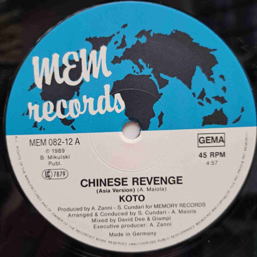 Koto – Chinese Revenge (Asia Version - 89) – Disc Vinil MAXI 45 RPM VG VG+