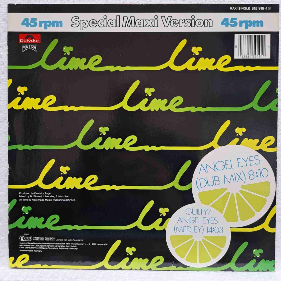 Lime – Angel Eyes (Dub Mix) - Disc Vinil Maxi Single EX