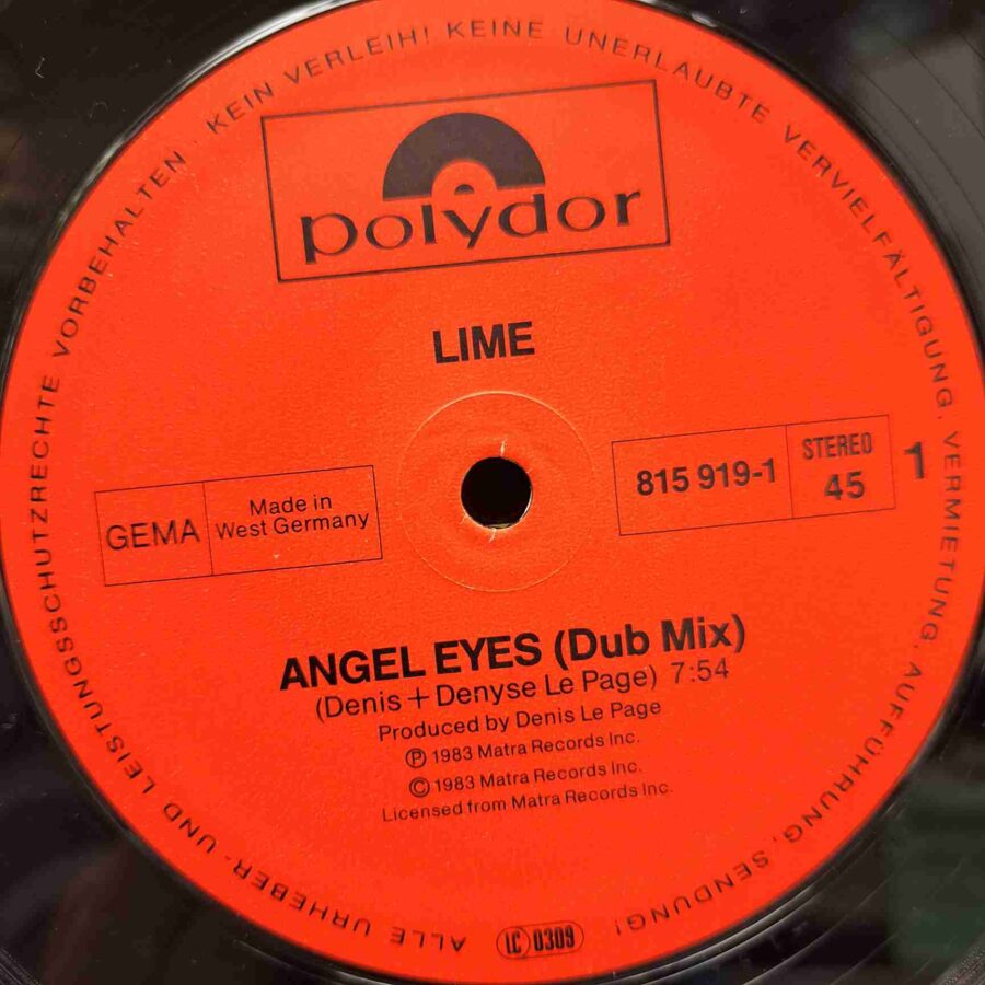 Lime – Angel Eyes (Dub Mix) - Disc Vinil Maxi Single EX