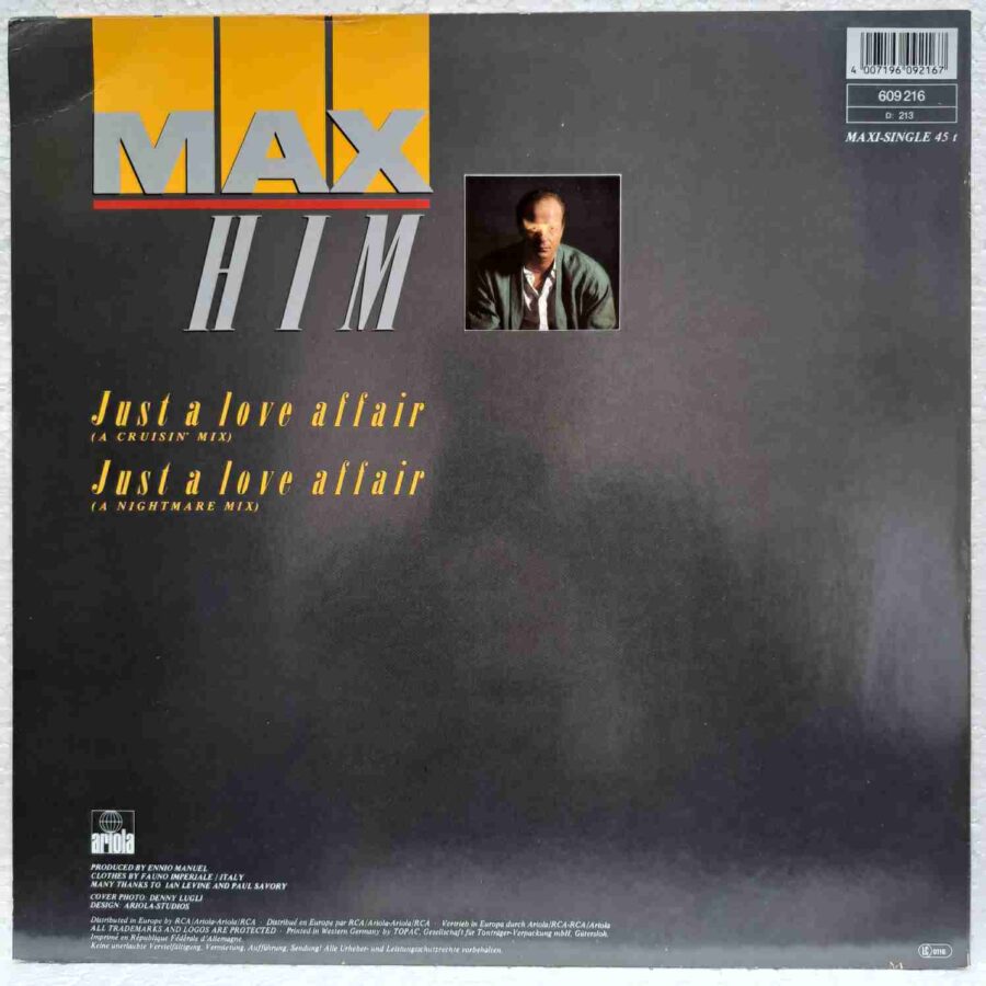 Max Him – Just A Love Affair - Disc Vinil Maxi Single sku8 (2) Max Him – Just A Love Affair - Disc Vinil Maxi Single EX