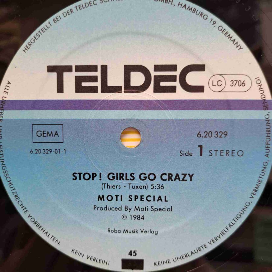 Moti Special – Stop! Girls Go Crazy (Extended Version)  - Disc Vinil Maxi Single  EX