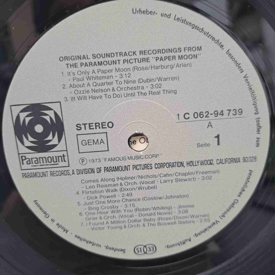 Paper Moon Original Recordings Featured In The Soundtrack SKU1 (1) Paper Moon Original Recordings Featured In The Soundtrack – Disc Vinil LP VG VG+
